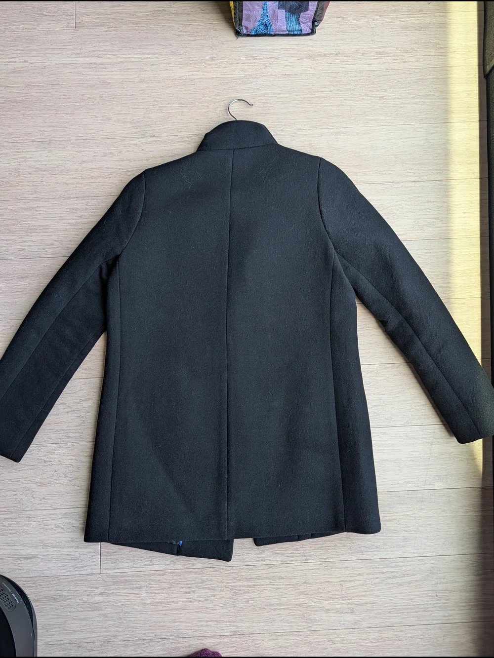 J. Crew Black Wool Blend Peacoat with Subtle Blue Trim - Picture 4 of 5
